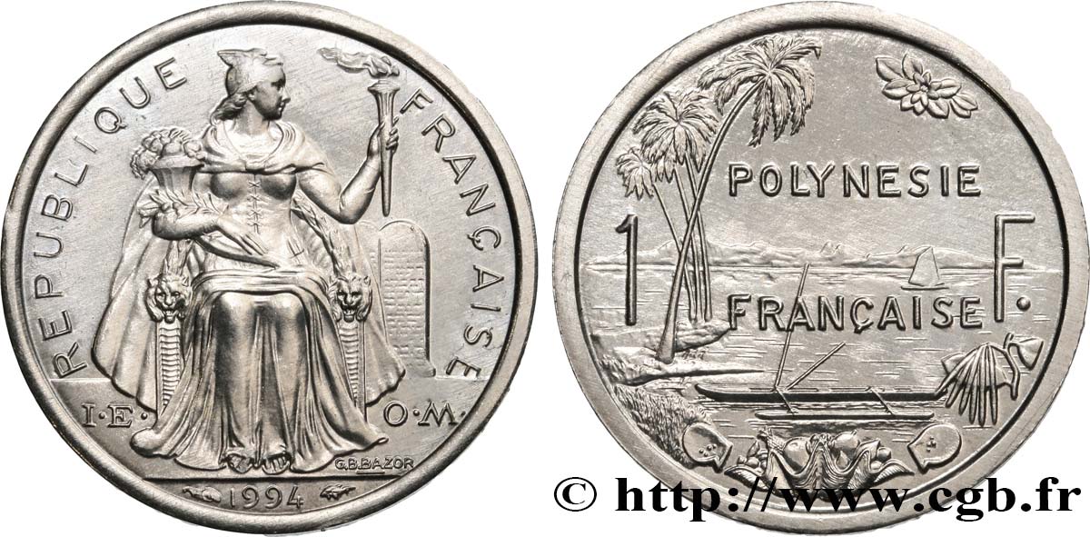 FRANZÖSISCHE-POLYNESIEN 1 Franc I.E.O.M.  1994 Paris fST 