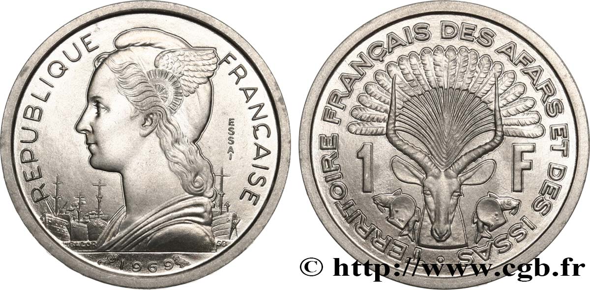DJIBUTI - French Territory of the Afars and Issas  Essai de 1 Franc 1969 Paris MS 