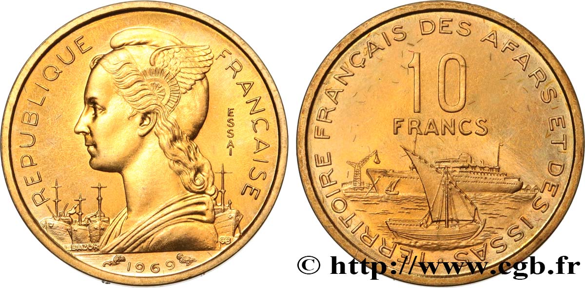 DJIBOUTI - Territoire français des AFARS et des ISSAS 10 Francs ESSAI 1969 Paris FDC 