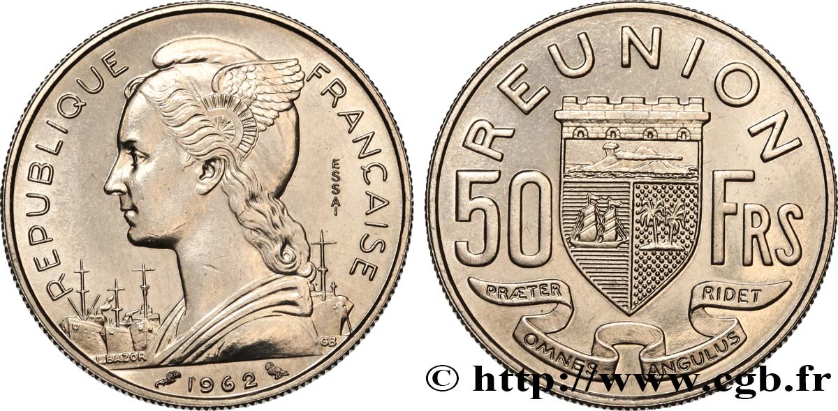 ISLA DE LA REUNIóN Essai de 50 Francs  1962 Paris FDC 