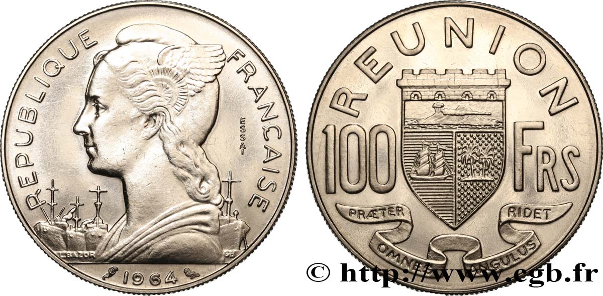 ISLA DE LA REUNIóN 100 Francs Essai 1964 Paris FDC 