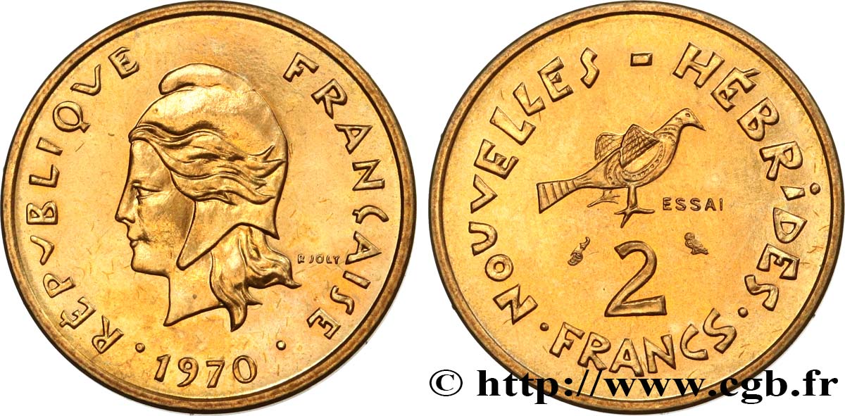 NEUE HEBRIDEN (VANUATU ab 1980) Essai de 2 Francs 1970 Paris fST 