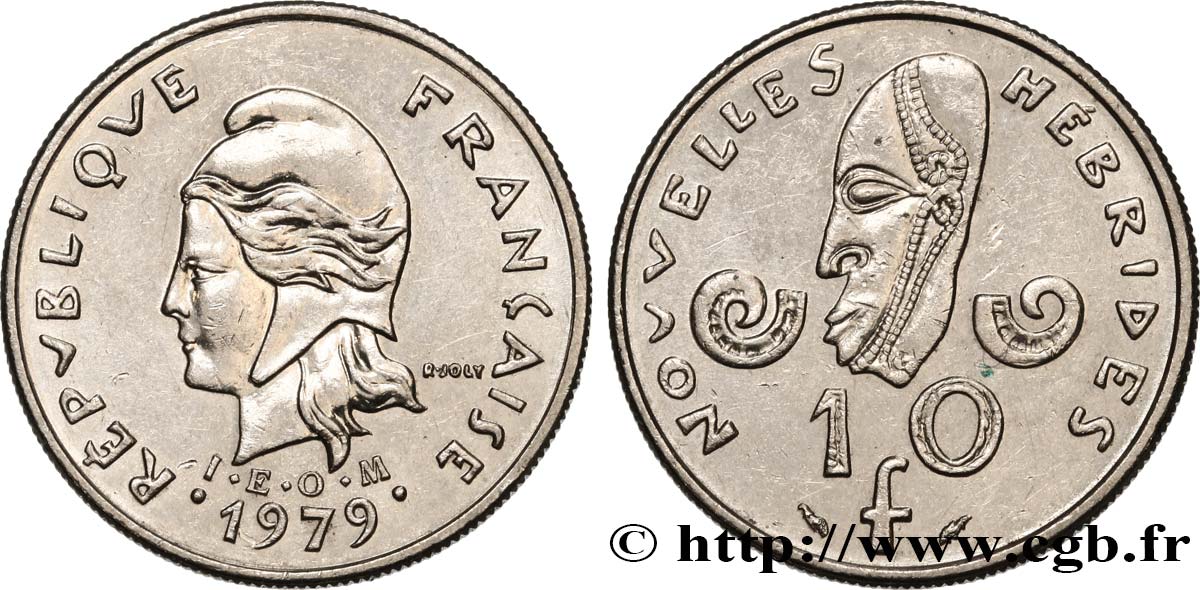 NEUE HEBRIDEN (VANUATU ab 1980) 10 Francs 1979 Paris VZ 