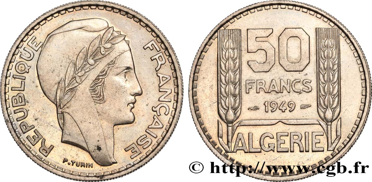 ALGERIEN Essai 50 Francs Turin 1949  fST 