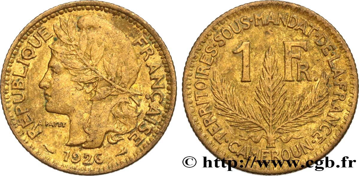 CAMERUN - Mandato Francese 1 Franc 1926 Paris MB 