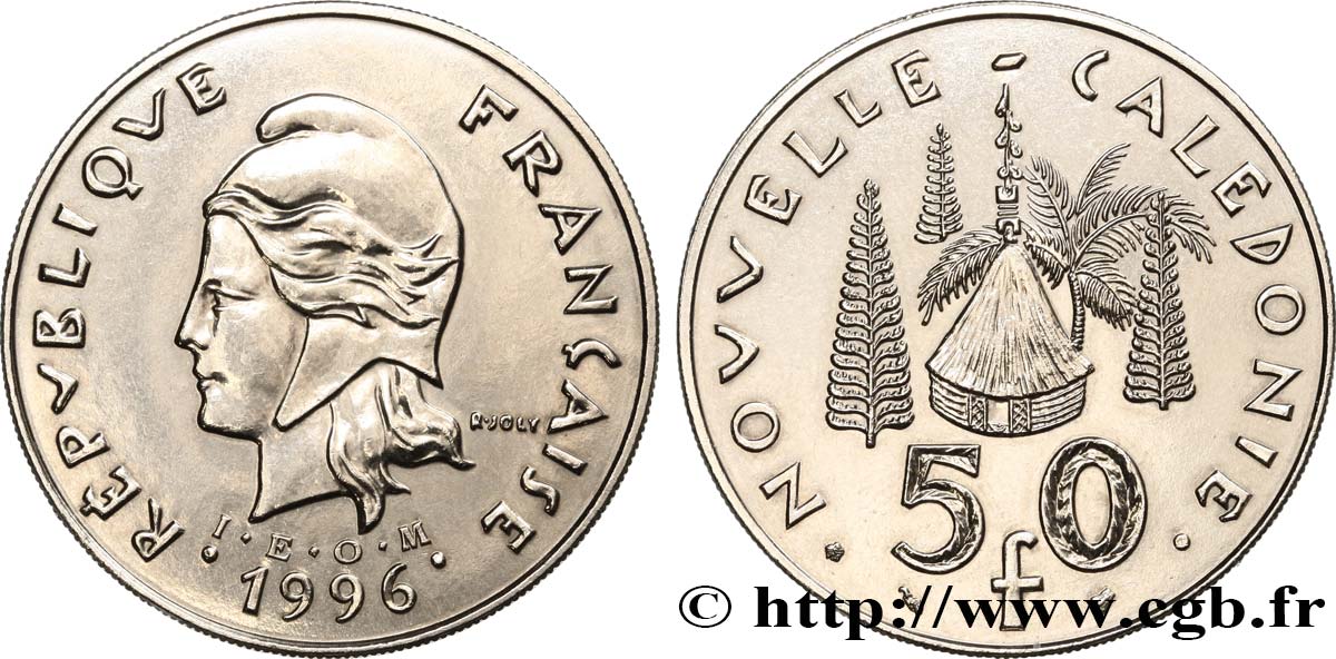 NUEVA CALEDONIA 50 Francs IEOM Marianne / hutte 1996 Paris EBC 