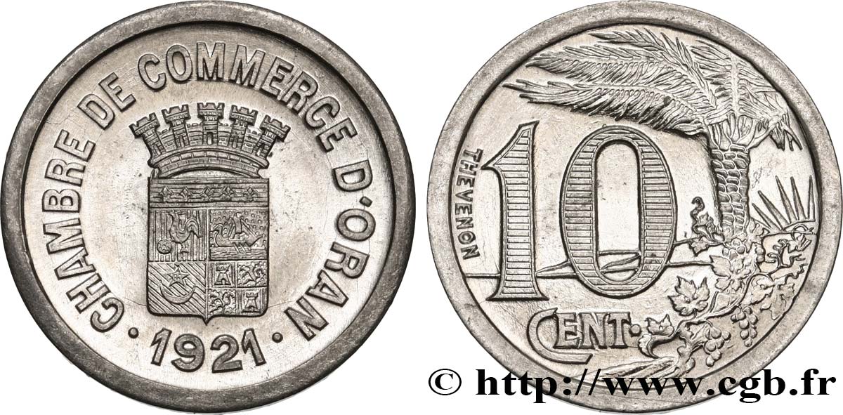 ARGELIA 10 Centimes Chambre de Commerce d’Oran 1921  SC 