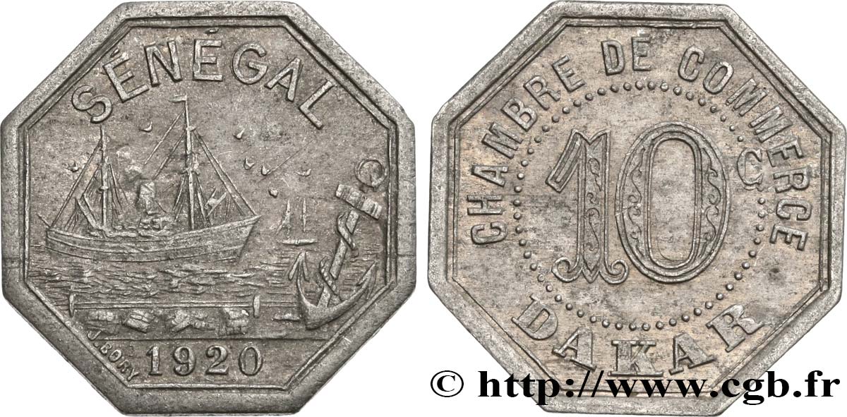 AFRIQUE FRANÇAISE - SÉNÉGAL 10 Centimes Chambre de Commerce Dakar 1920  SS 
