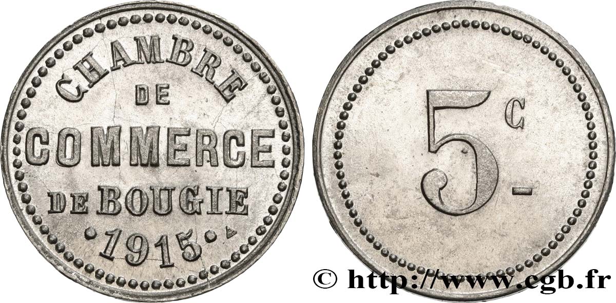 ARGELIA 5 Centimes Chambre de Commerce de Bougie 1915  SC 