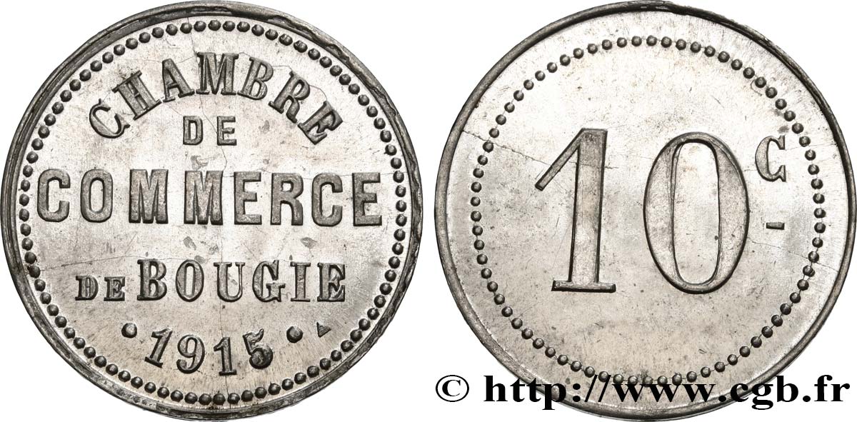ALGERIA 10 Centimes Chambre de Commerce de Bougie 1915  MS 
