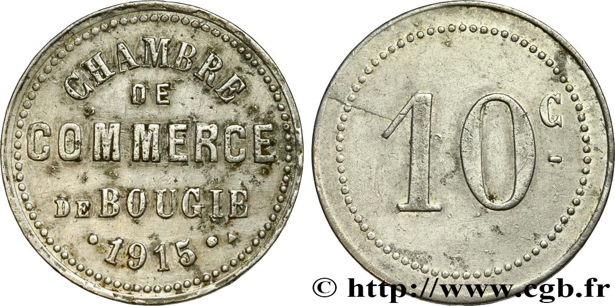 ALGERIA 10 Centimes Chambre de Commerce de Bougie 1915  BB 