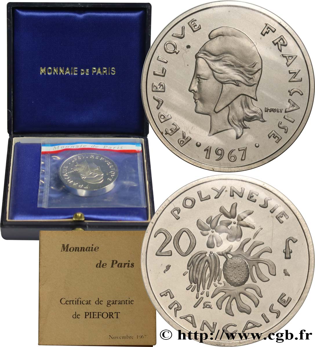 FRANZÖSISCHE-POLYNESIEN Piéfort de 20 Francs Marianne 1979 Paris ST 