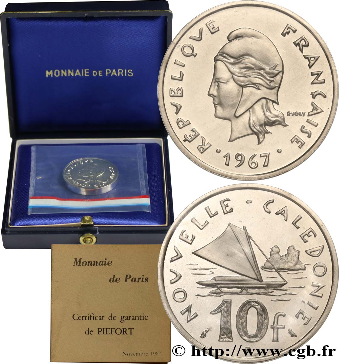 NOUVELLE CALÉDONIE Piéfort 10 Francs Pacifique 1967 Paris FDC 