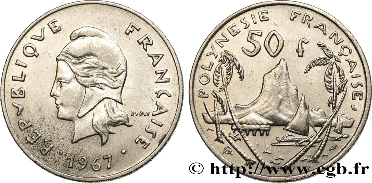 POLYNÉSIE FRANÇAISE 50 Francs I.E.O.M. 1967 Paris TTB+ 