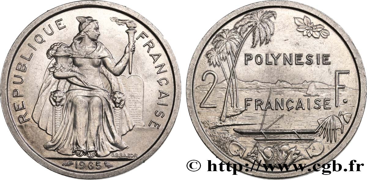 FRENCH POLYNESIA 1 Franc 1965 Paris AU 