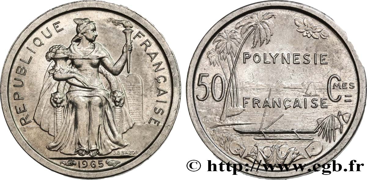POLYNÉSIE FRANÇAISE 50 Centimes 1965 Paris SPL 