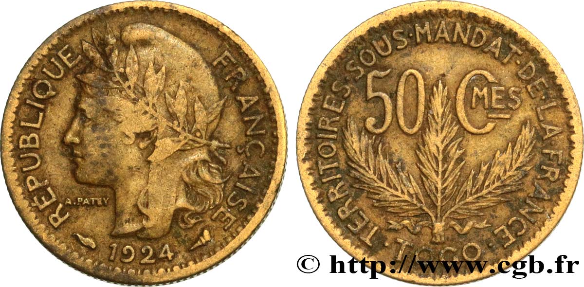 TOGO - MANDATO FRANCESE 50 Centimes 1924 Paris MB 