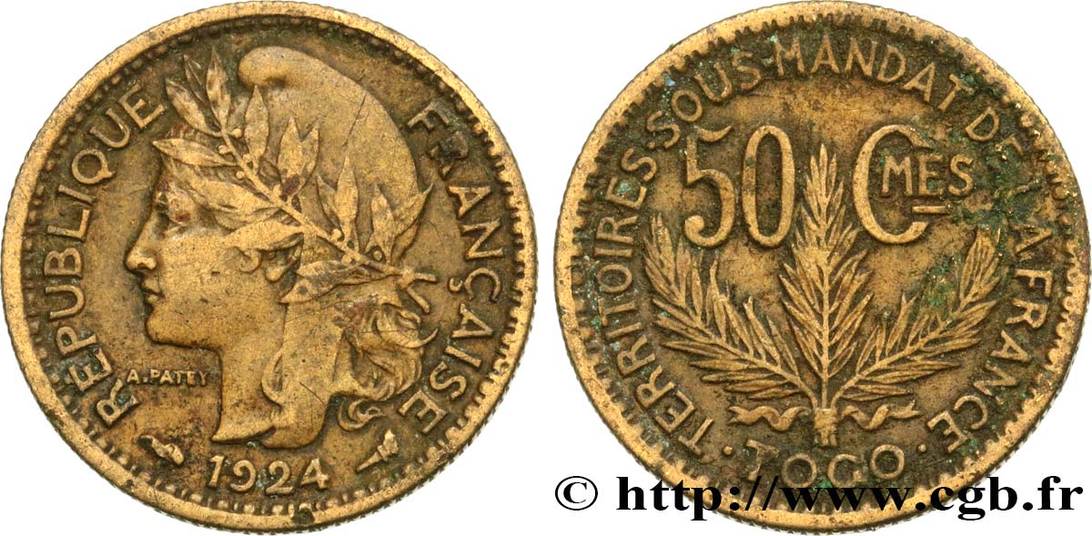 TOGO - MANDATO FRANCESE 50 Centimes 1924 Paris q.BB 