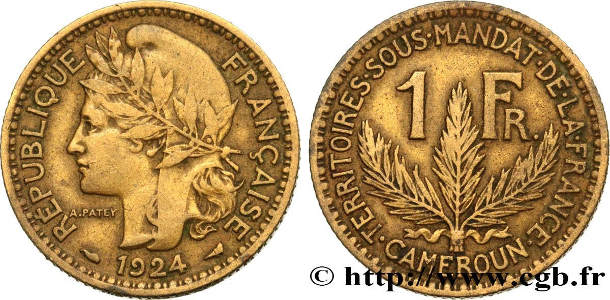 CAMERUN - Mandato Francese 1 Franc 1924 Paris q.BB 