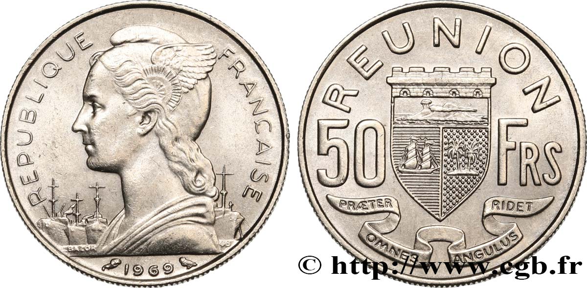 REUNION INSEL 100 Francs 1969 Paris VZ 
