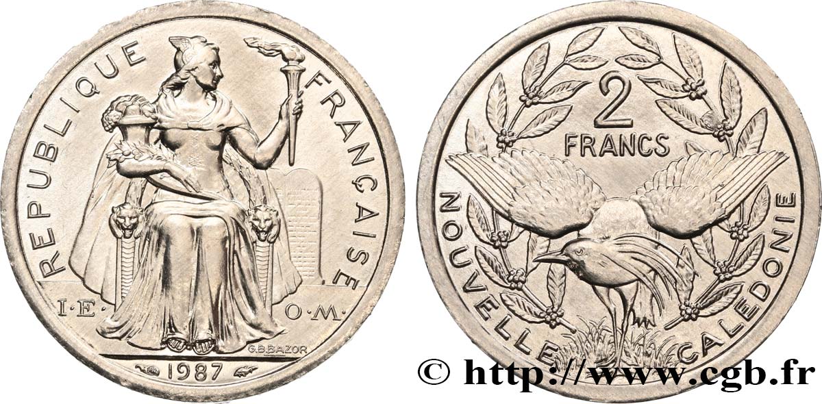 NUEVA CALEDONIA 2 Francs I.E.O.M. 1987 Paris SC 
