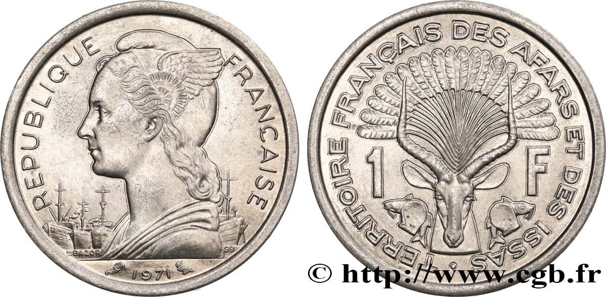 DJIBOUTI - French Territory of the Afars and the Issas  1 Franc 1975 Paris MS 