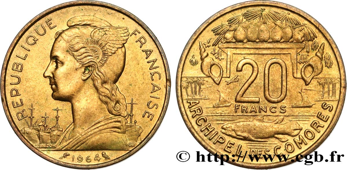 COMOROS  20 Francs 1964 Paris MS 