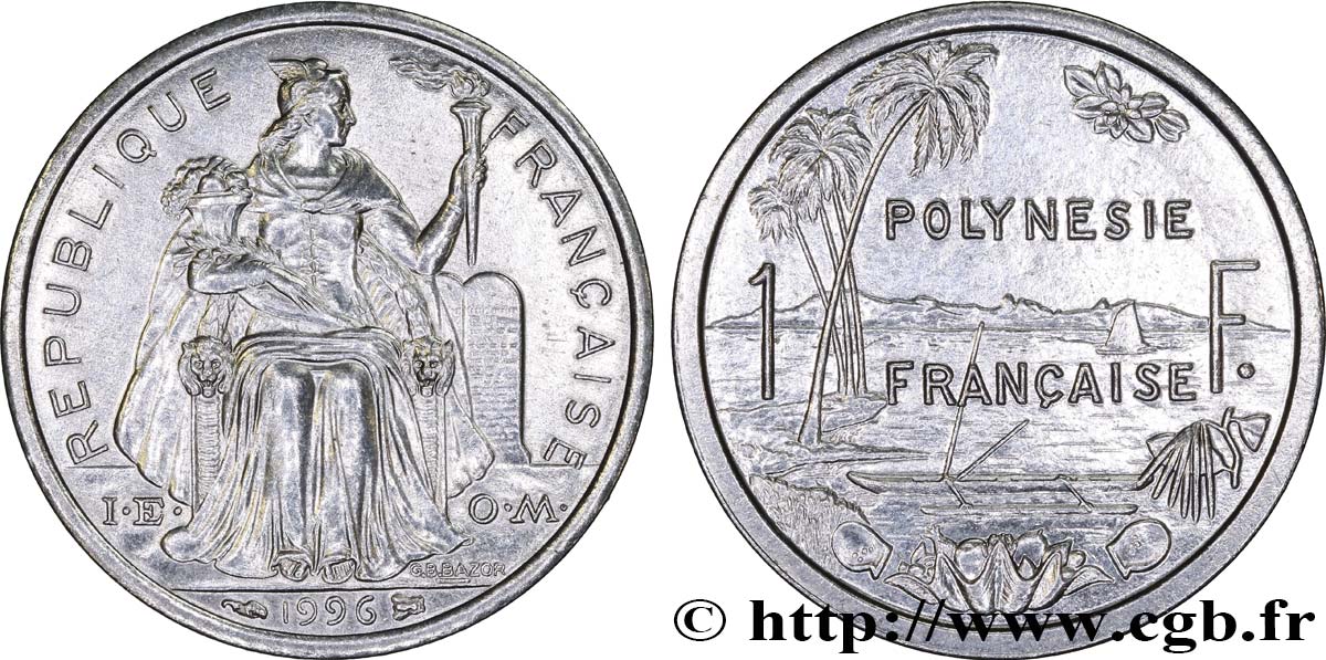 FRENCH POLYNESIA 1 Franc I.E.O.M.  1996 Paris AU 