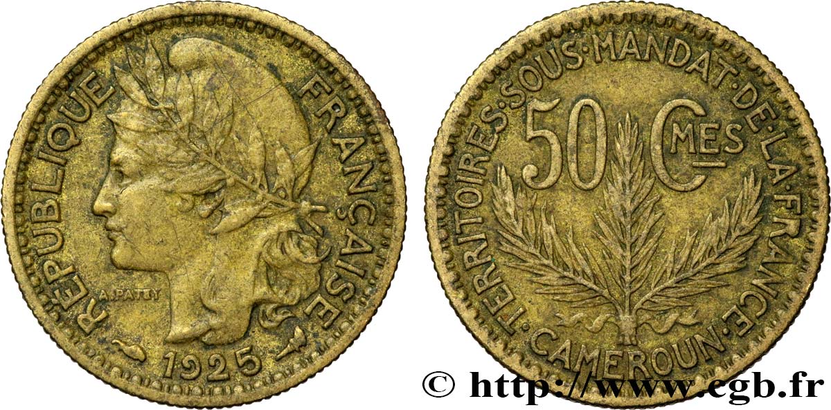 CAMERUN - Territorios sobre mandato frances 50 Centimes 1925 Paris MBC 