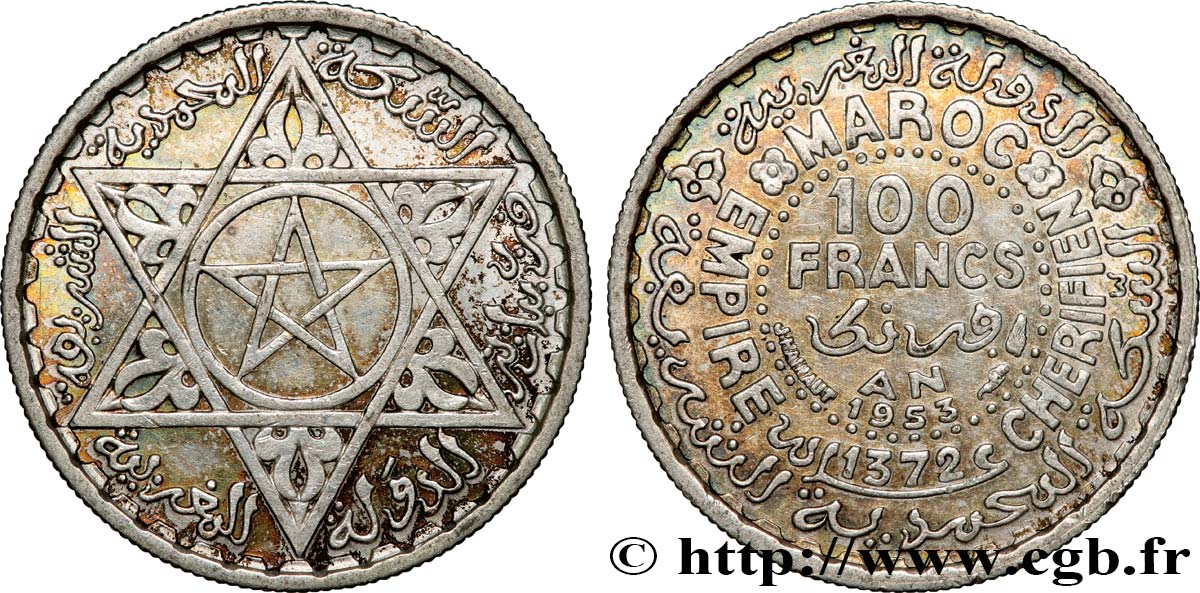 MAROC - PROTECTORAT FRANÇAIS 100 Francs AH 1372 1953 Paris TTB 