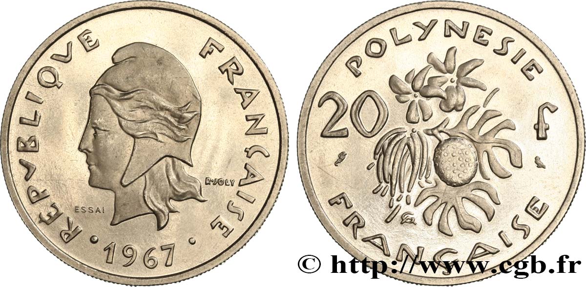 FRENCH POLYNESIA Essai de 20 Francs Marianne 1967 Paris MS 