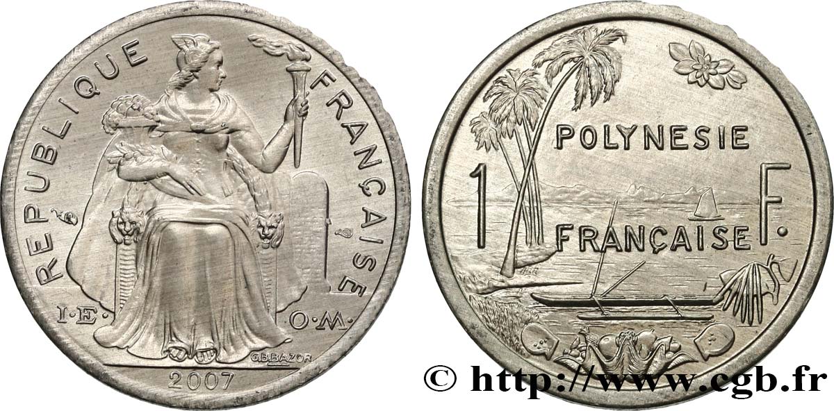 FRANZÖSISCHE-POLYNESIEN 1 Franc I.E.O.M. frappe médaille 2007 Paris ST 