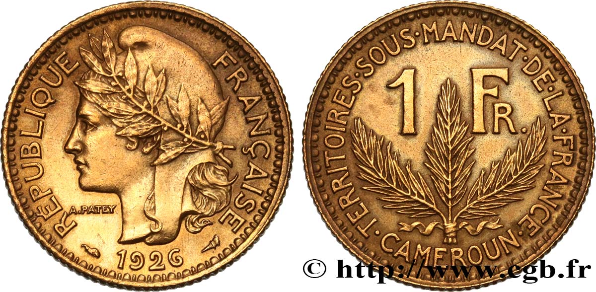 KAMERUN - FRANZÖSISCHE MANDAT 1 Franc 1926 Paris fVZ 