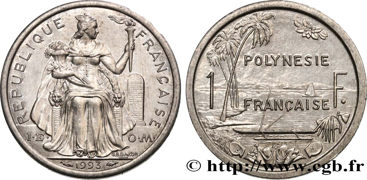 POLYNÉSIE FRANÇAISE 1 Franc I.E.O.M.  1993 Paris SUP 