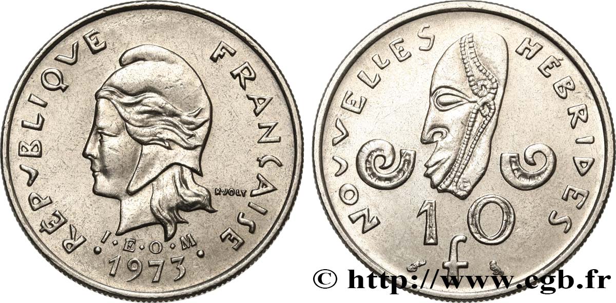 NOUVELLES HÉBRIDES (VANUATU depuis 1980) 10 Francs 1973 Paris SPL 