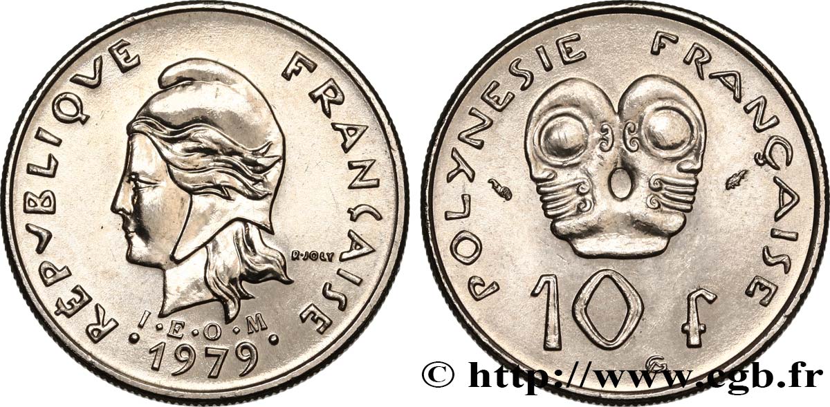 POLINESIA FRANCESE 10 Francs I.E.O.M Marianne 1979 Paris MS 