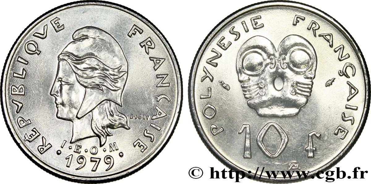 POLINESIA FRANCESE 10 Francs I.E.O.M Marianne 1979 Paris MS 
