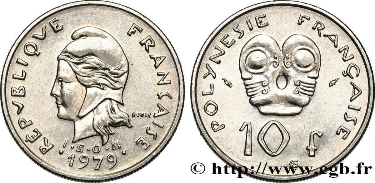 FRANZÖSISCHE-POLYNESIEN 10 Francs I.E.O.M Marianne 1979 Paris fST 