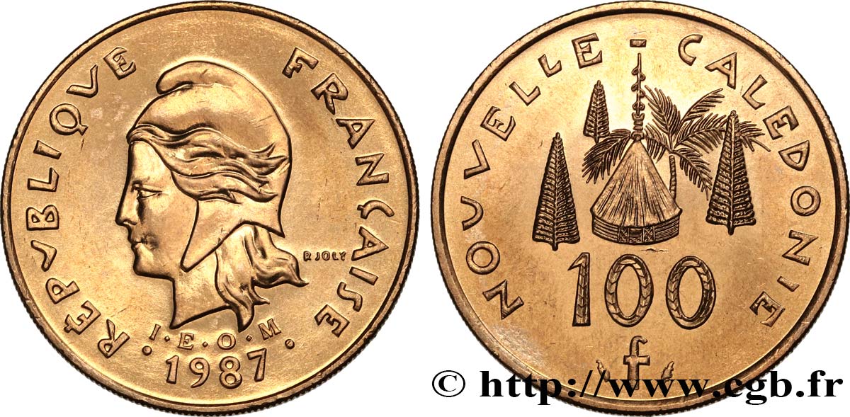 NOUVELLE CALÉDONIE 100 Francs I.E.O.M. 1987 Paris SPL 