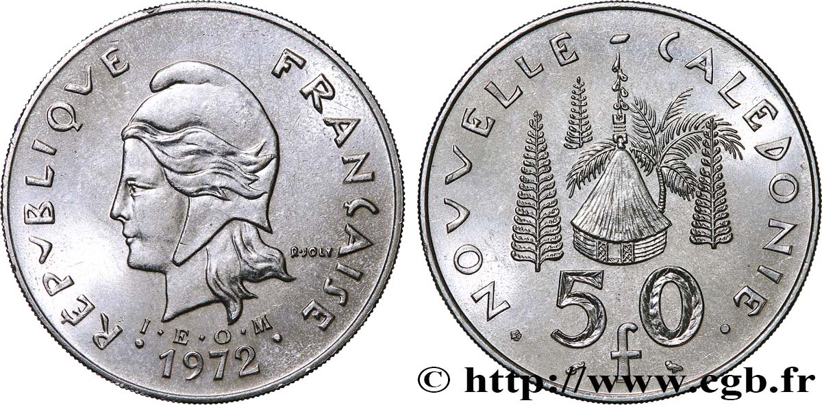 NUEVA CALEDONIA 50 Francs IEOM Marianne 1972 Paris EBC 