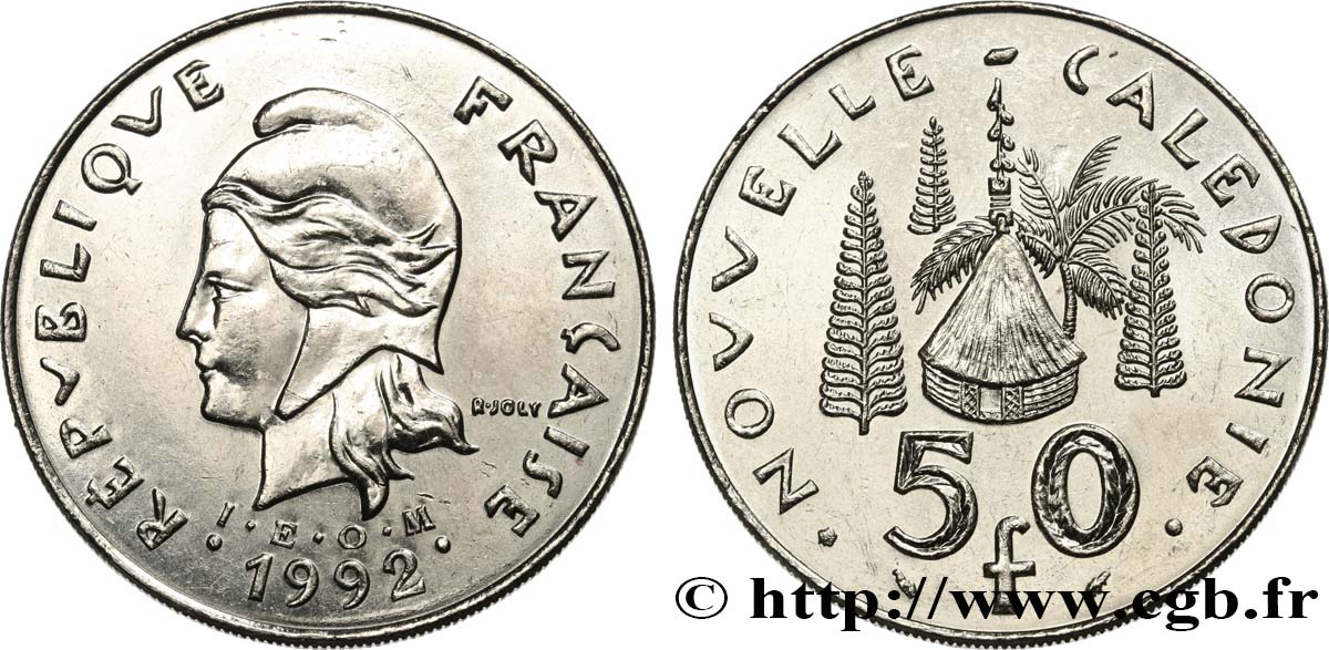 NOUVELLE CALÉDONIE 50 Francs IEOM 1992 Paris SPL 