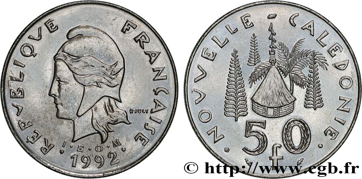 NOUVELLE CALÉDONIE 50 Francs IEOM Marianne / hutte 1992 Paris SPL 