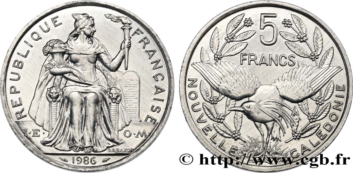 NEW CALEDONIA 5 Francs I.E.O.M. 1986 Paris MS 
