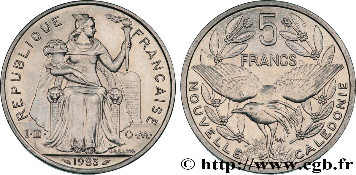 NOUVELLE CALÉDONIE 5 Francs  1983 Paris SPL 