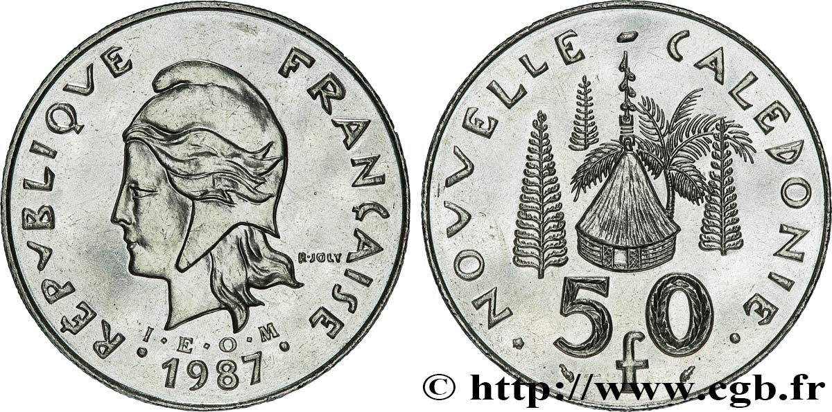 NEUKALEDONIEN 50 Francs I.E.O.M Marianne 1987 Paris fST 