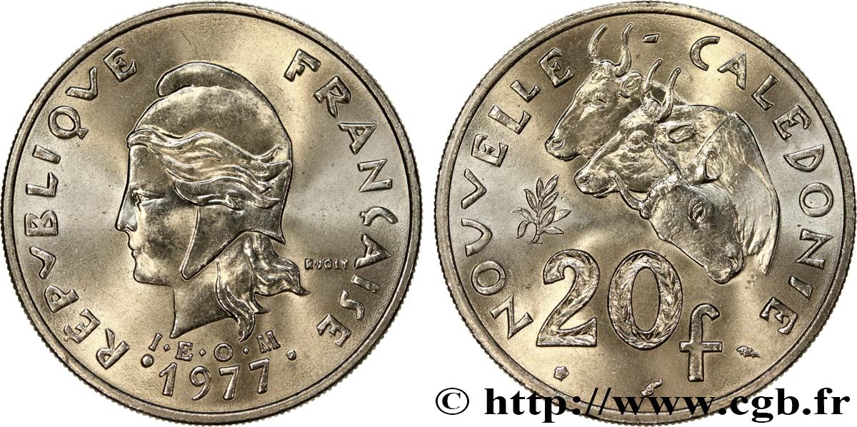 NEW CALEDONIA 20 Francs I.E.O.M. 1977 Paris MS 