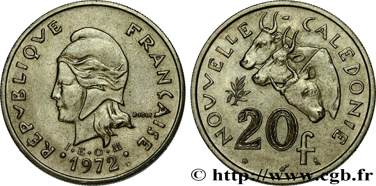 NUOVA CALEDONIA 20 Francs I.E.O.M.. 1972 Paris MS 