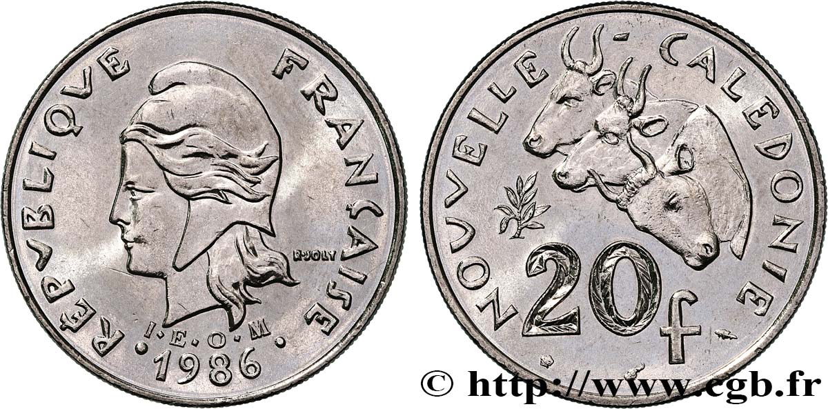 NEW CALEDONIA 20 Francs I.E.O.M. 1986 Paris MS 