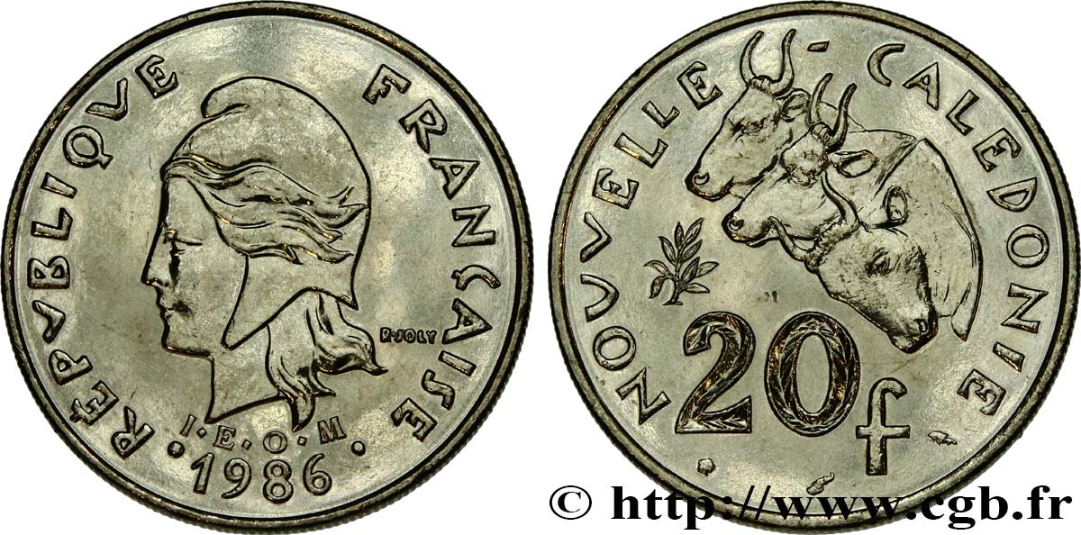 NUEVA CALEDONIA 20 Francs I.E.O.M. 1986 Paris SC 