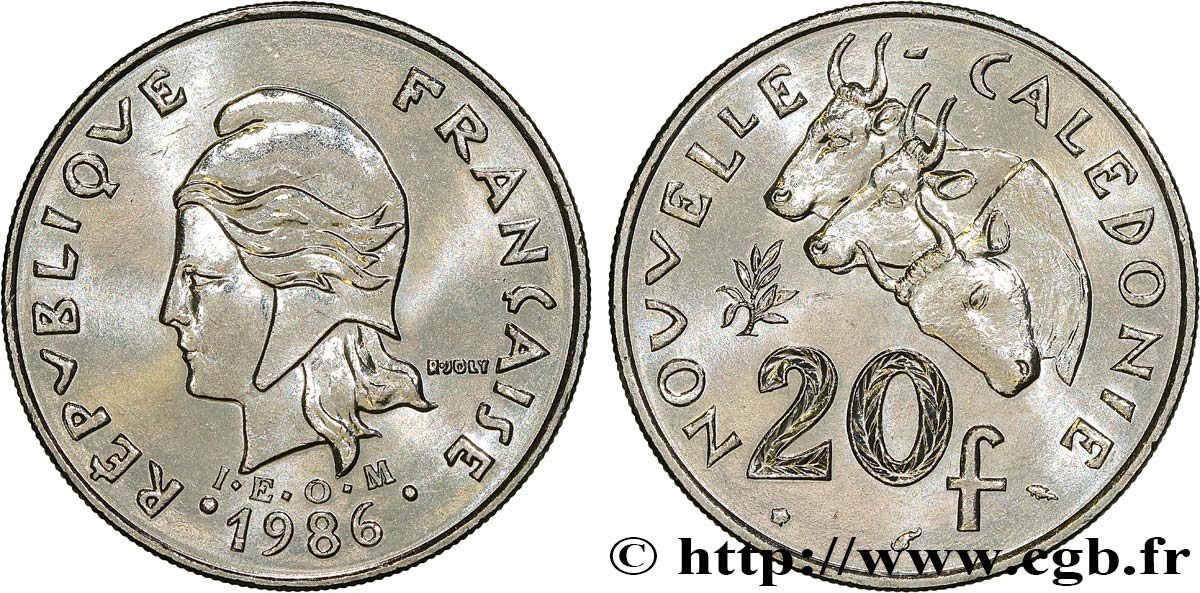 NUEVA CALEDONIA 20 Francs I.E.O.M. 1986 Paris SC 